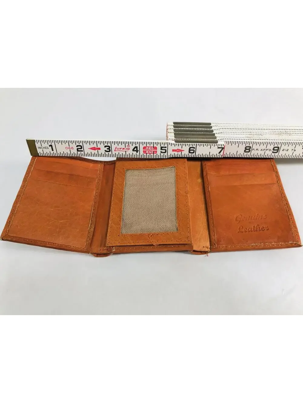 Genuine Leather Hand Made Tri-Fold Wallet Brown